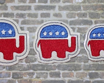ITH Right Republican Elephant Feltie Design Machine Embroidery ~ Includes Bonus SVG Cutting Files!!