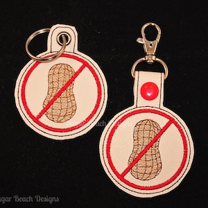 ITH No Peanuts/Peanut Allergy Key Fob Design Machine Embroidery