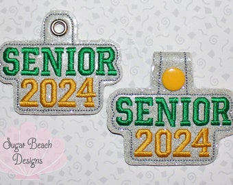 ITH Senior 2024 Key Fob Design Machine Embroidery * Bonus SVG Cut file included!