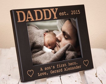 Personalized Daddy Picture Frame, Daughter's First Love, Son's First Hero, Fathers Day 2025 Picture Frame for Daddy From Children