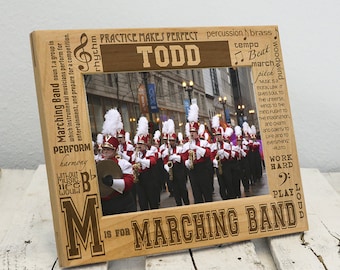 Personalized Marching Band Picture Frame: Engraved Wood Gift