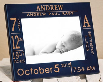 Personalized Birth Announcement Frame with Stats | Gift for New Parents | Newborn Picture Frame | Nursery Decor | Birth Information Frame