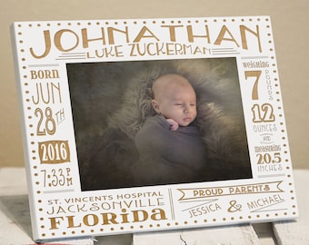 Personalized Birth Announcement Picture Frame | Newborn Baby Picture Frame | Gift for New Parents | Nursery Picture Frame | Birth Stat Frame