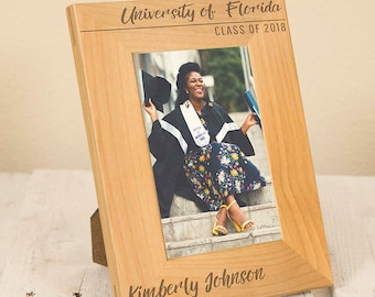 Personalized Graduation Picture Frame: Laser Engraved Wood