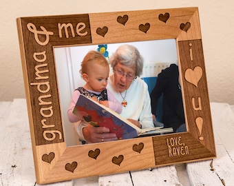Personalized Grandma & Me Picture Frame, Includes Grandson, Granddaughter Name, Gift Box, Grandmother Grandchild Mothers Day Gift