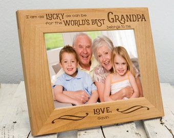 Personalized Worlds Best Grandpa Picture Frame With Grandkids Names, Includes Gift Box, Thoughtful Fathers Day Gift Grandfather 2020