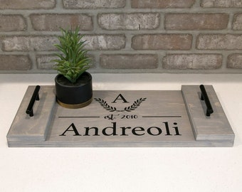 Personalized Serving Tray with Handles, 4 Designs, Newlyweds, Housewarming, Weddings, Corporate Christmas Gifts