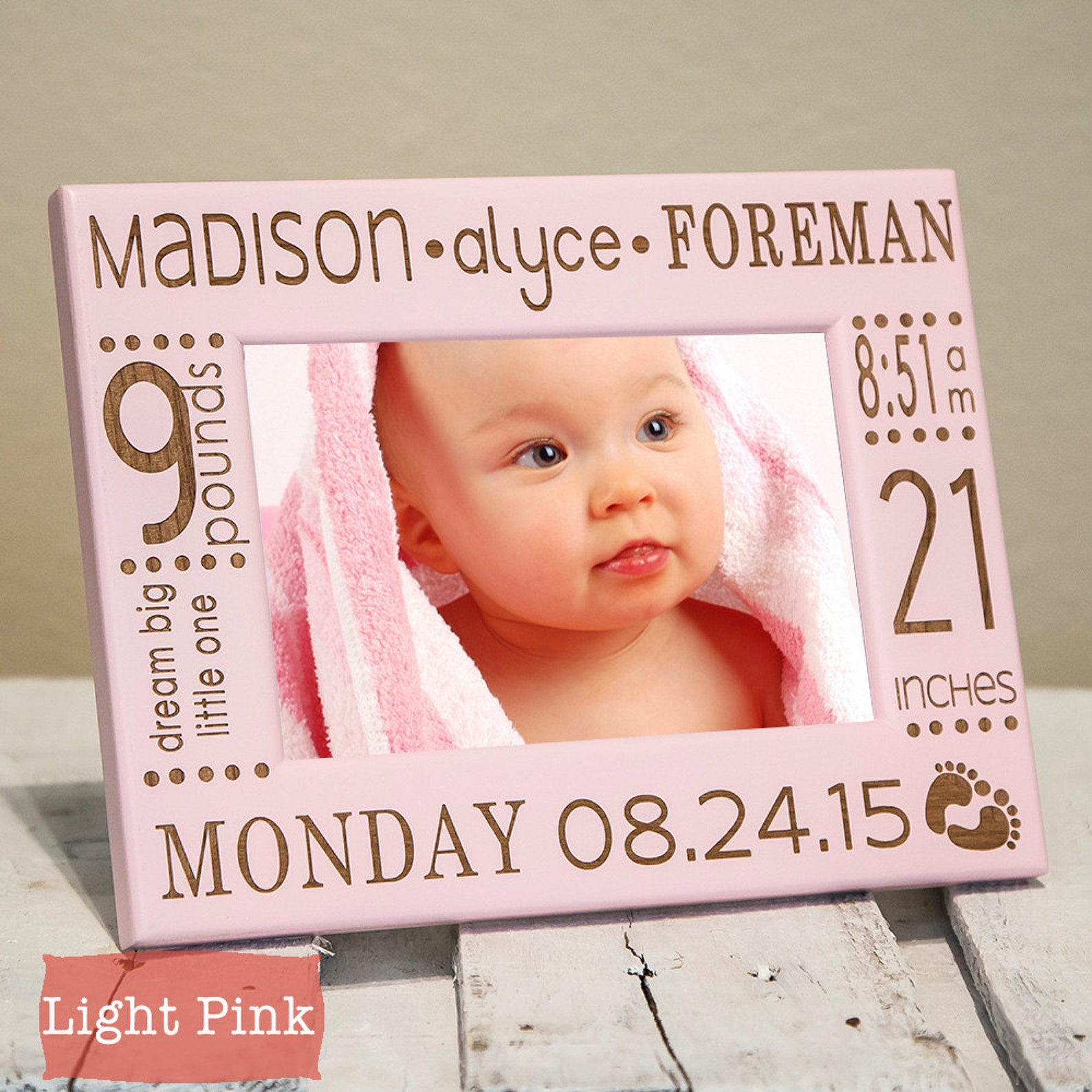 Personalized Baby Picture Frame Birth Announcement Frame Etsy