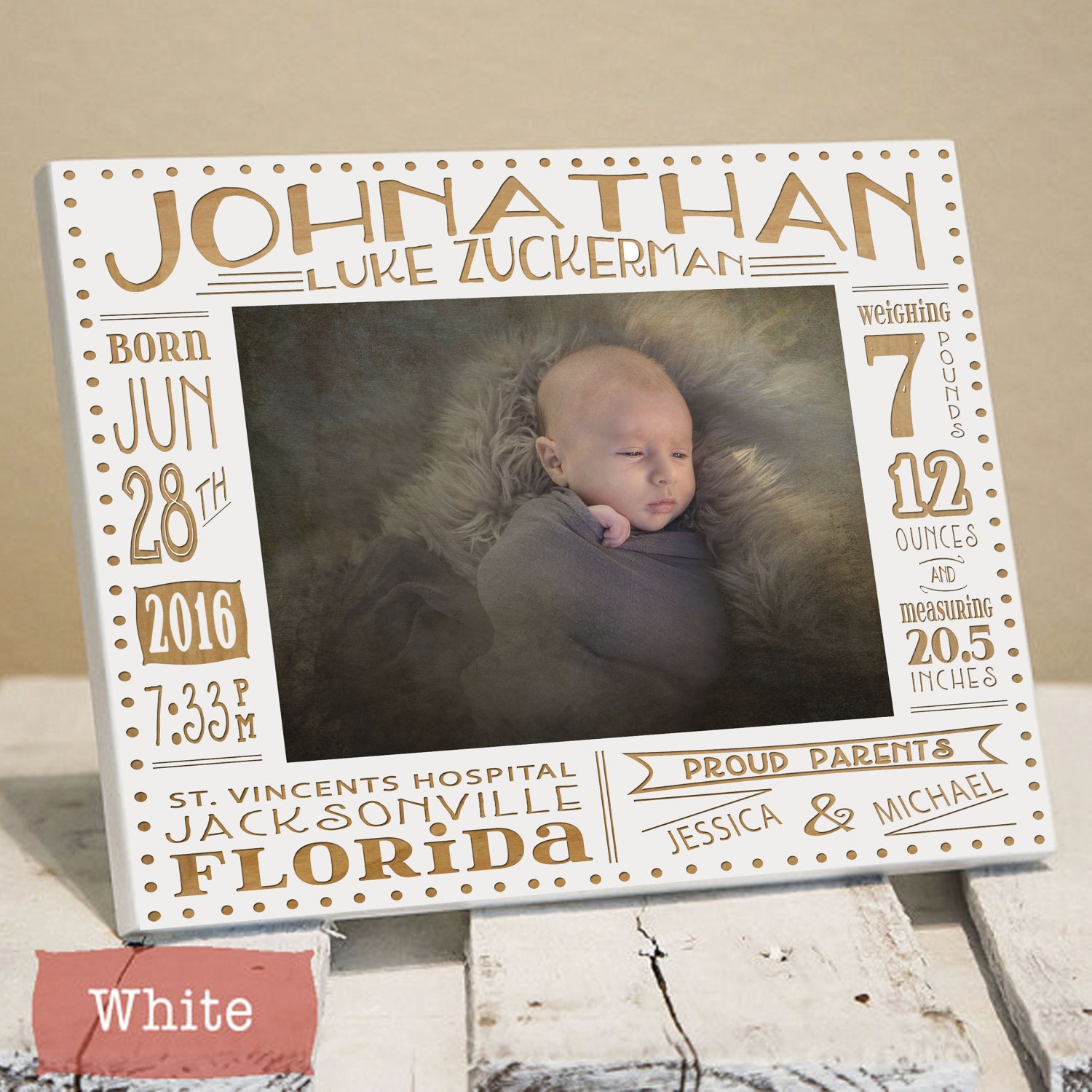 Birth Announcement Frame Personalized Baby Girl Picture Frame with Stats Newborn Picture Frame For New Parents New Baby Gift for Nursery