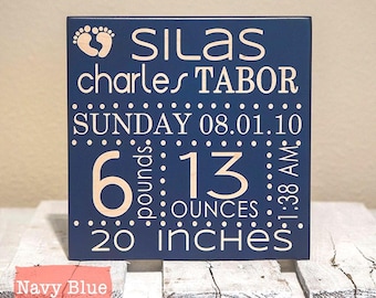 Personalized Birth Announcement Sign: Engraved Wooden Nursery Decor