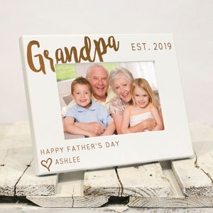 Personalized Grandpa Picture Frame, Grandkids Names, Fathers Day Present to Grandfather From Grandchildren, Gift Box Included