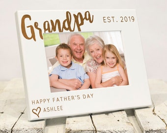 Personalized Grandpa Picture Frame, Grandkids Names, Fathers Day Present to Grandfather From Grandchildren, Gift Box Included