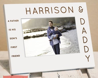 Custom Daddy and Son Picture Frame, Includes Boys Name, Gift Box, Personalized Fathers Day Gift For Father From Son