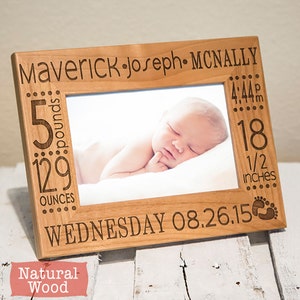 Birth Announcement Frame Personalized Baby Picture Frame New Parents Picture Frame Nursery Picture Frame Gift for New Parents Baby image 3