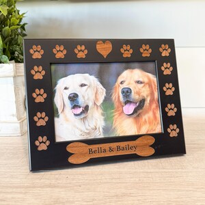 Personalized Dog Memorial Wood Frame | Laser Engraved Paw Print Photo Frame | Custom Pet Gift 4x6 5x7 image 5