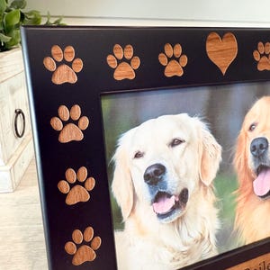 Personalized Dog Memorial Wood Frame | Laser Engraved Paw Print Photo Frame | Custom Pet Gift 4x6 5x7 image 3