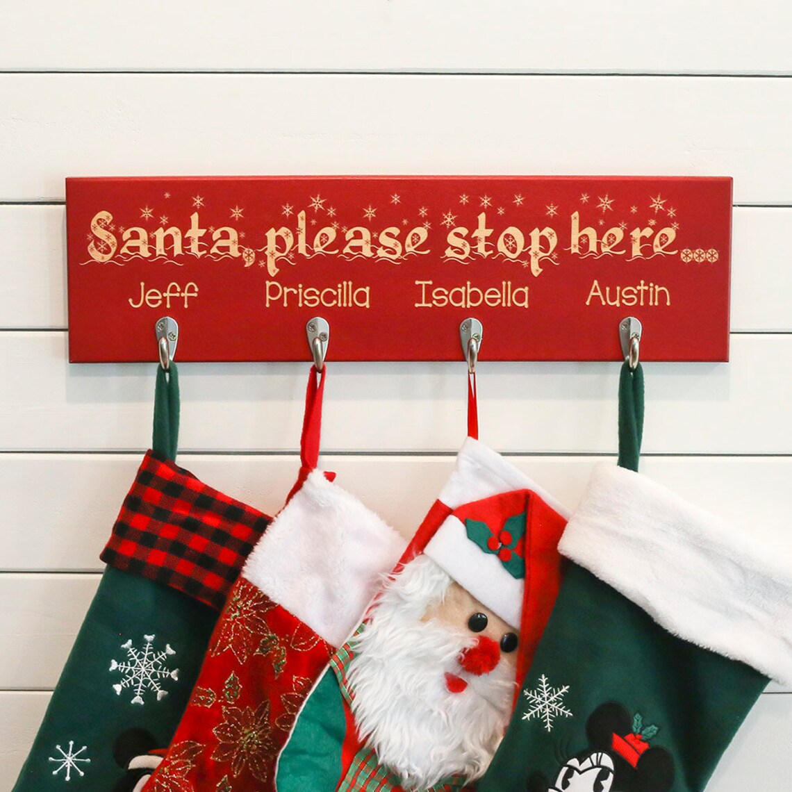 Personalized Christmas Stocking Holder Unique Christmas Sign Etsy