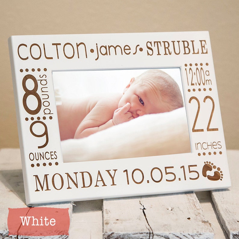 Personalized Baby Picture Frame Birth Announcement Frame Newborn Picture Frame Picture Frame for New Parents New Baby Gift Nursery image 4