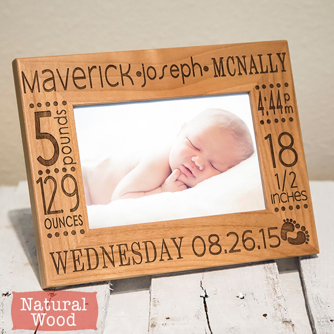 Personalized Baby Picture Frame: Engraved Birth Announcement, New ...