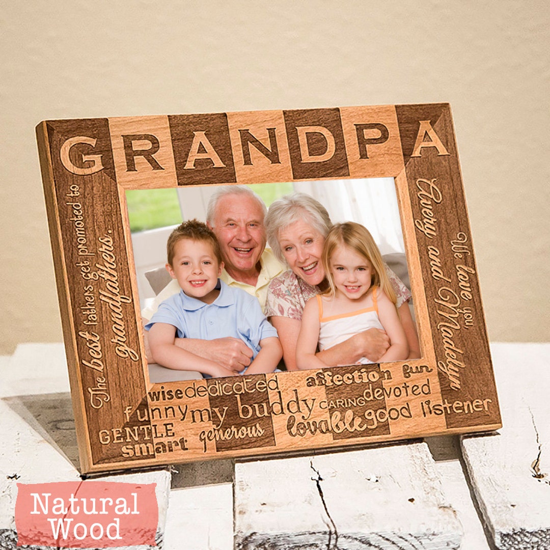 Personalized Grandpa Picture Frame, Includes Grandson Granddaughter