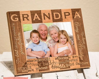 Personalized Grandpa Picture Frame, Includes Grandson Granddaughter Names, Gift Box, Fathers Day Gift for Grandpa From Grandkids 2020