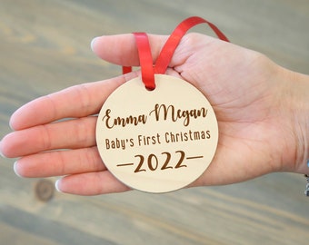 Personalized Baby First Christmas Ornament, 2022 Ornament, Newborn Christmas Ornament, Ornament for Baby, Hanging Ribbon Included