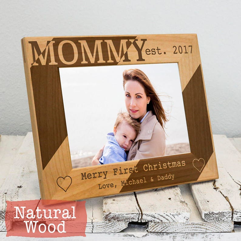 Personalized 2022 Mommy's First Christmas Frame, Christmas Present for Mom From Baby image 1