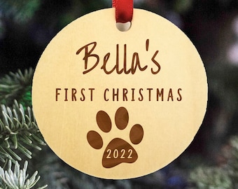 2022 Pet Christmas Ornament - Puppy First Christmas Ornament - Dog and Cat - Rustic Ornament - Christmas Ornament - Pet First Christmas