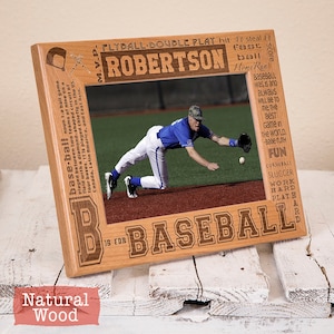 Personalized Baseball Picture Frame - Baseball Team Gift - Present for Baseball Player - Wood Picture Frame for Baseball Player - Athletic