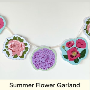 Garland Flower Summer Hanging Decoration Summer Paper Craft Digital Download Mother Day Gift For Mom Birthday Present Flower Paper Printable