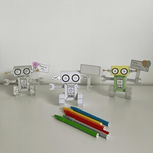 3D Papierrobotik Vorlage, druckbare PDF-Datei, 3D-Druck, 3D-Farben, Feinmotorik, Papiermodellbau