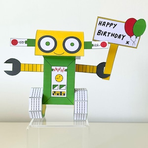 Manualidad de robot de papel 3D: juguete de papel imprimible o regalo personalizado