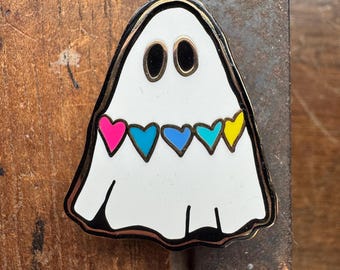 Heartfelt Haunter Ghost with hearts Hard enamel pin