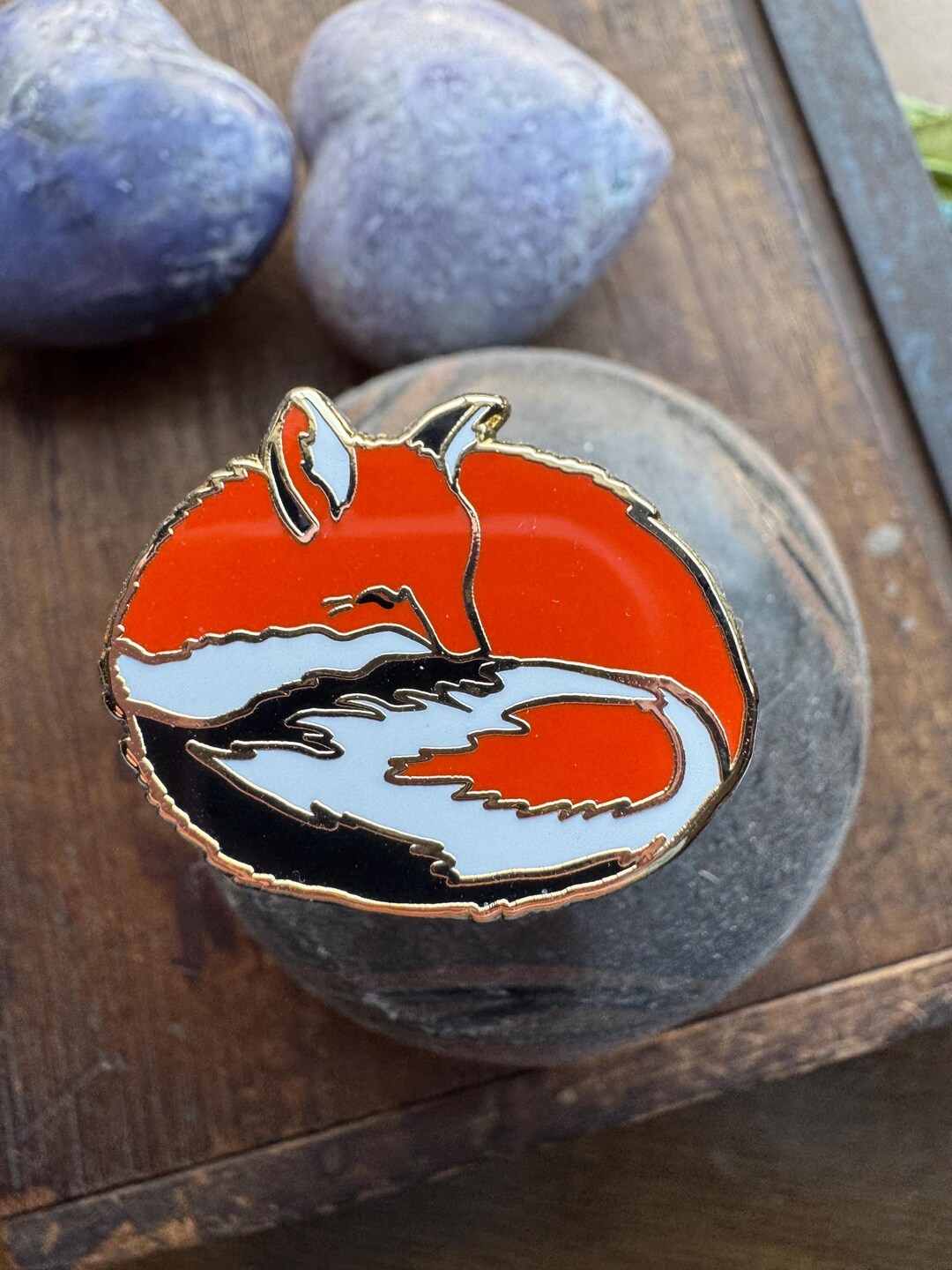 Sleeping Fox Hard Enamel Pin - Etsy