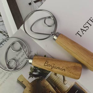 Custom Engraved Wooden Dough Mixer: Handcrafted Danish Bread Tool
