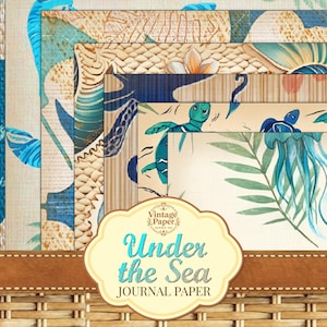 Under the Sea Paper, Junk Journal Paper, Ocean Scrapbook Paper, Ocean Journal Paper, Junk Journal Download, Printable Paper