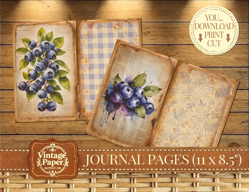 Blueberry Blast Journal Pages, Digital Download, Fruit Printables ...