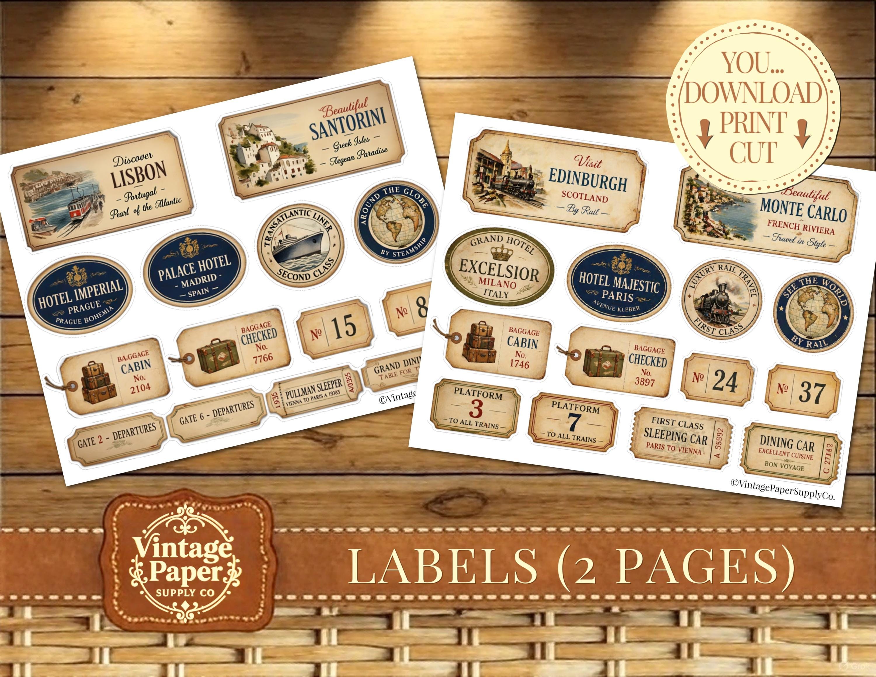 Vintage Travel Ephemera, Junk Journal, Printable, Digital Download ...