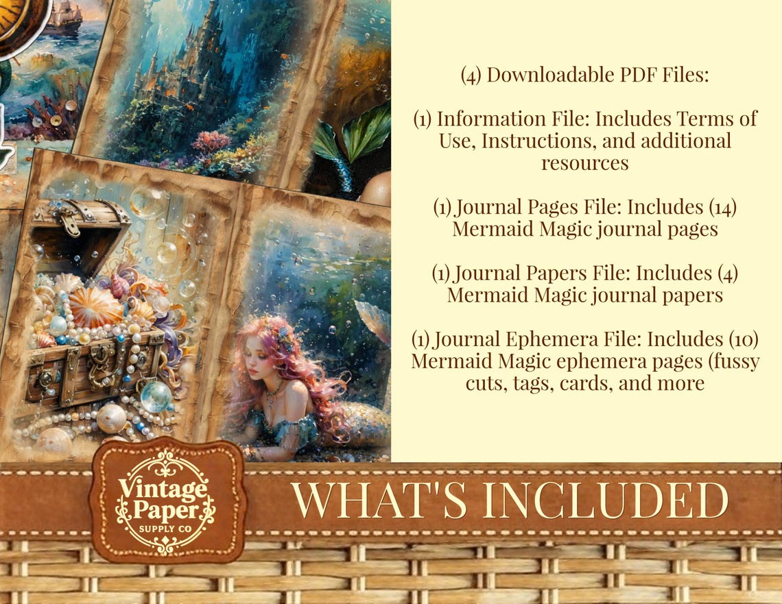 Mermaid Magic Junk Journal Kit, Digital Download, Printable, Ephemera ...