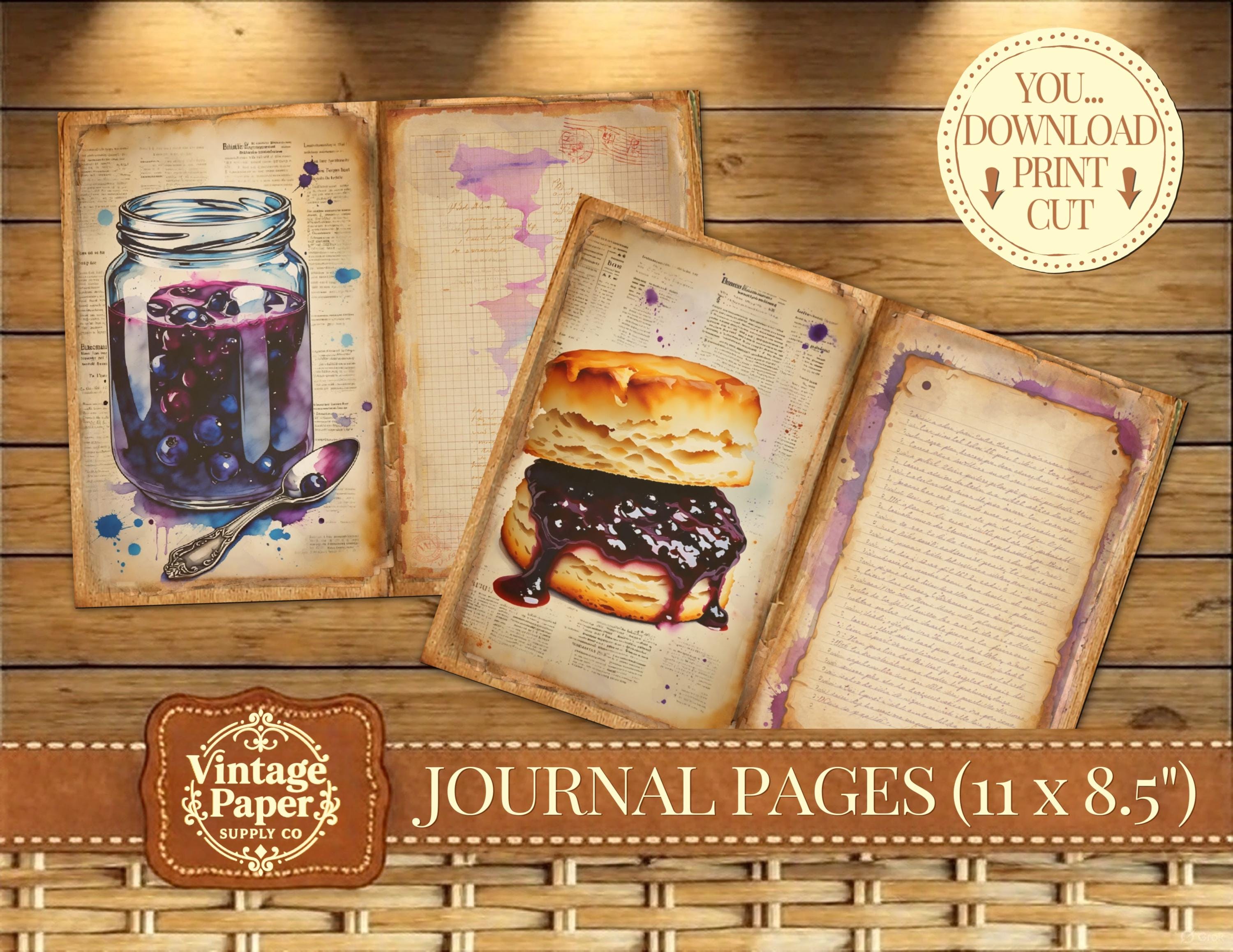 Blueberry Blast Journal Pages, Digital Download, Fruit Printables ...