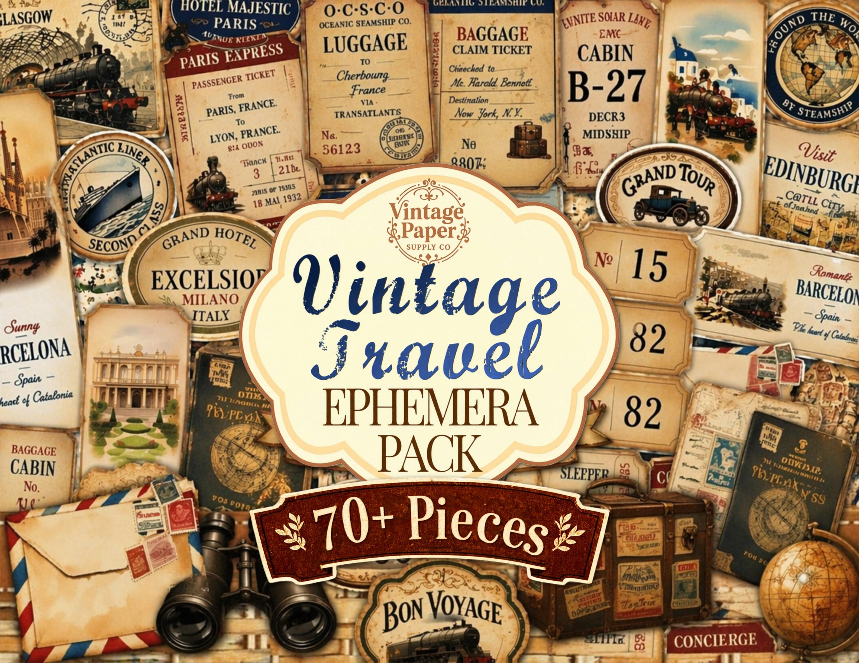 Vintage Travel Ephemera, Junk Journal, Printable, Digital Download ...
