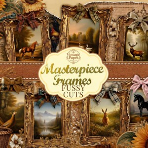 Masterpiece Frames Fussy Cuts, Pacchetto di effimeri, Junk Journal, Stampabile, Adesivi, Clipart, Download digitale, Scrapbook, Cornici, Vintage