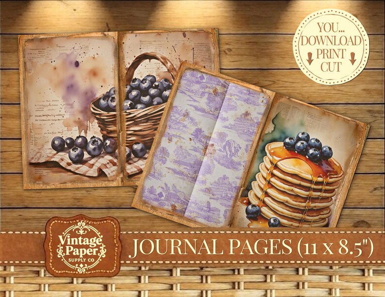 Blueberry Blast Journal Pages, Digital Download, Fruit Printables ...