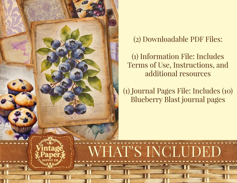Blueberry Blast Journal Pages, Digital Download, Fruit Printables ...