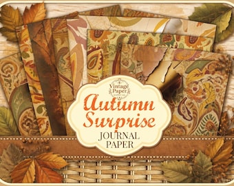 Autumn Surprise Journal Paper, Junk Journal Kit, Scrapbook, Fall, Junk Journal, Printable, Digital Download, Paper Crafting