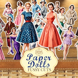 Paper Dolls Fussy Cuts, Junk Journal, Paper Dolls Ephemera, Printable Paper Dolls, Paper Dolls Junk Journal, Paper Dolls Scrapbook