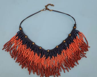 1990's Beaded Fringe Necklace 20"