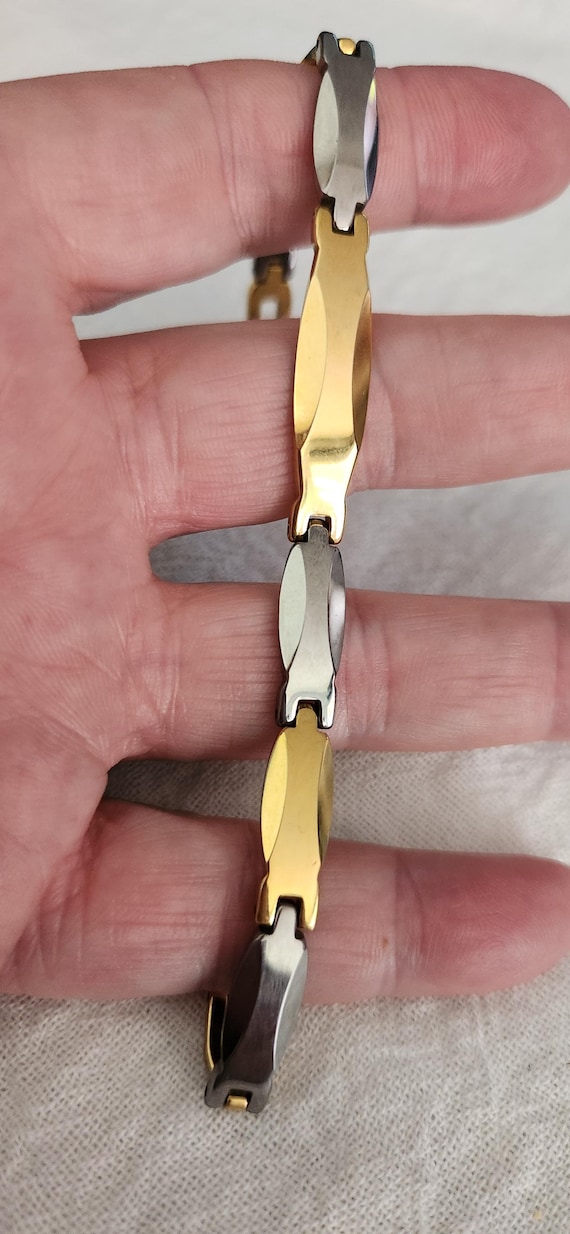 Vintage Two-Tone Tungsten Bracelet 7"