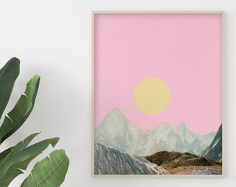 Mountain Wall Art, Pink Wall Art - Late Summer Sun