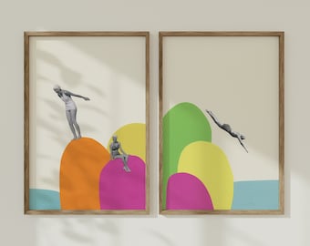 2er-Set mit Retro-Schwimmdruck – Sommer